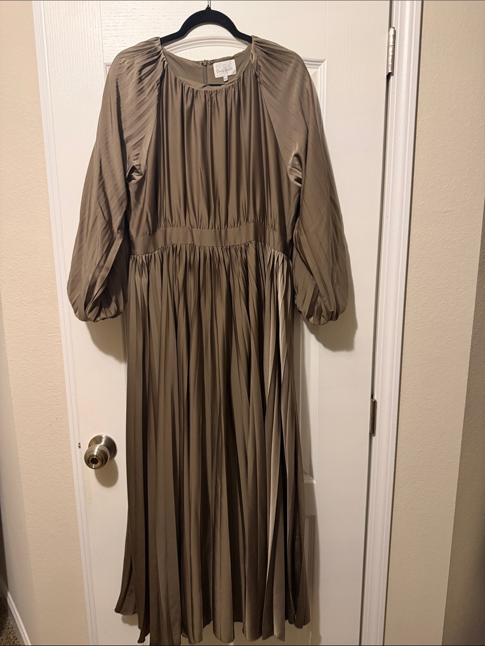 Dainty Jewells Olive Green Pleated Long Sleeve Maxi Dress